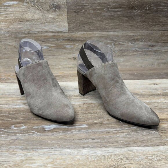 Anne Klein Janae Sling Back Taupe Suede Block Heel Mule Women's Size 9 - Picture 6 of 6